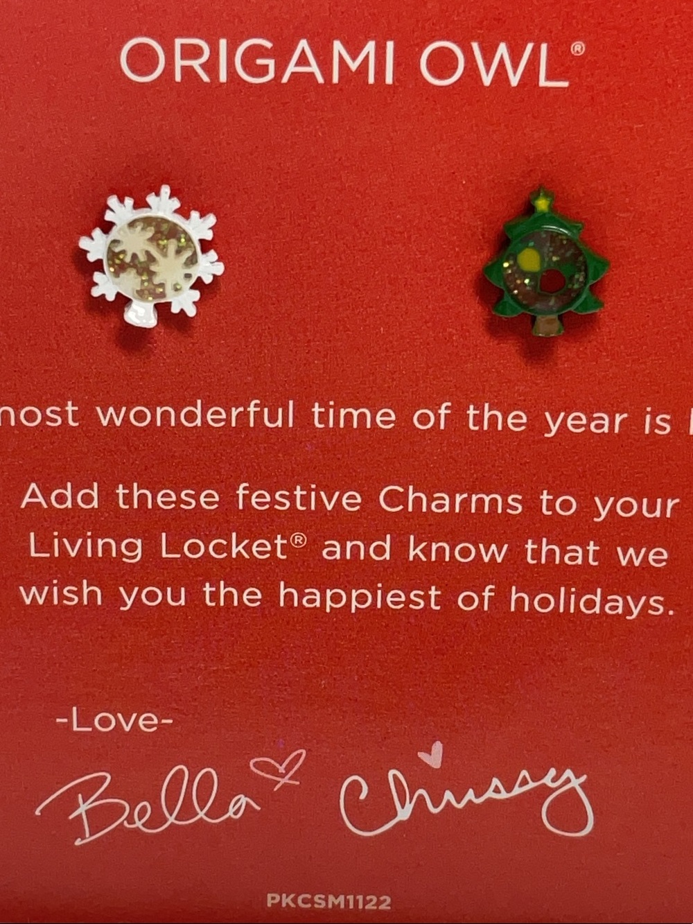 Origami Owl Green and White Holiday Tree & Snowflake Charms